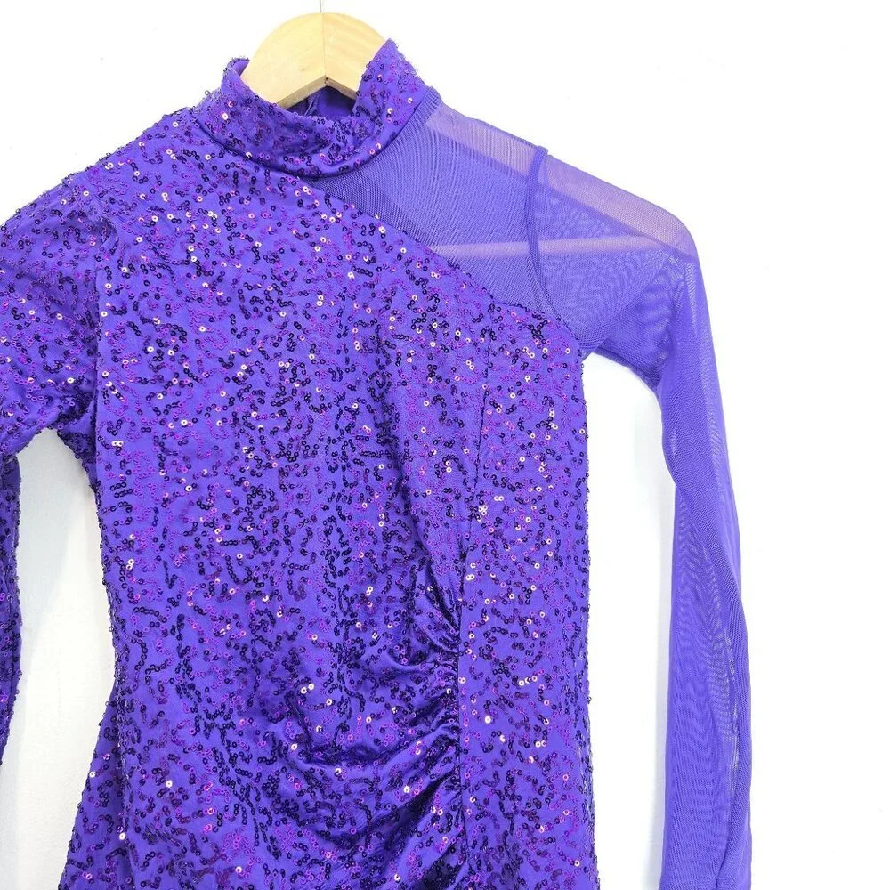 Weissman Purple Sequin Me Against the Music Dance Costume Size M Child